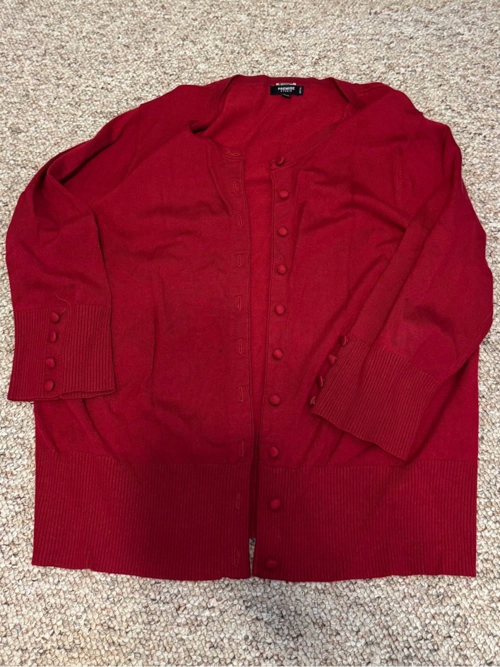 Premise Red Men's Cardigan Sweater